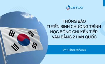 THÔNG BÁO TUYỂN SINH CHƯƠNG TRÌNH HỌC BỔNG CHUYỂN TIẾP VĂN BẰNG 2 HÀN QUỐC KỲ THÁNG 09/2026