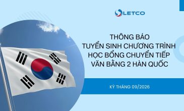 THÔNG BÁO TUYỂN SINH CHƯƠNG TRÌNH HỌC BỔNG CHUYỂN TIẾP VĂN BẰNG 2 HÀN QUỐC KỲ THÁNG 09/2026